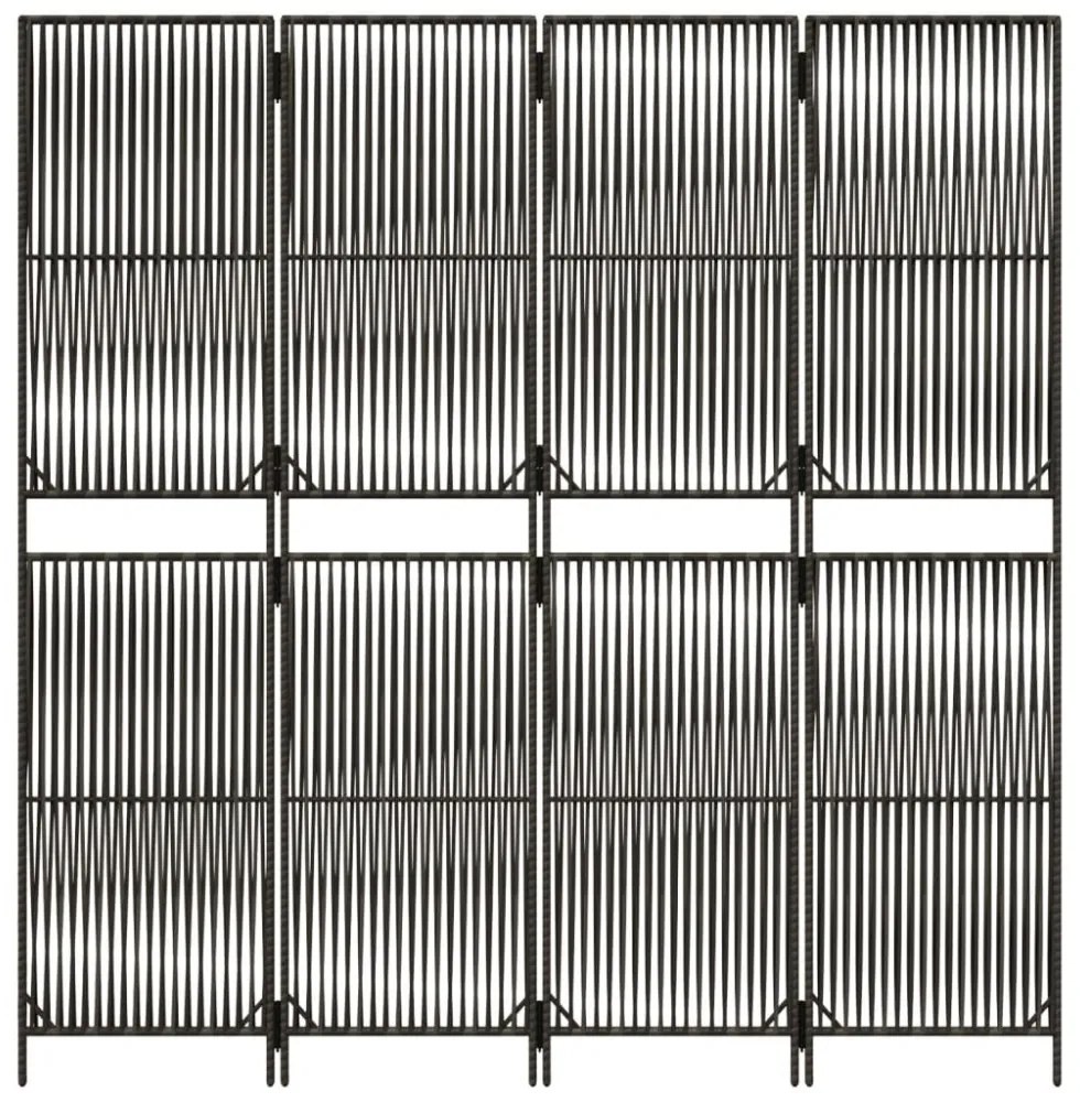 szürke 4 paneles polyrattan térelválasztó