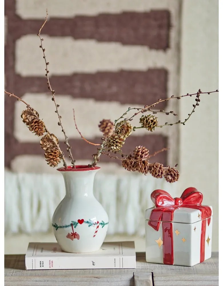 Fehér agyagkerámia váza karácsonyi mintával (magasság 16 cm) Yule – Bloomingville