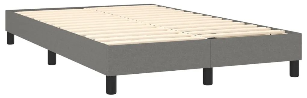 sötétszürke szövet rugós és LED-es ágy matraccal 120 x 200 cm