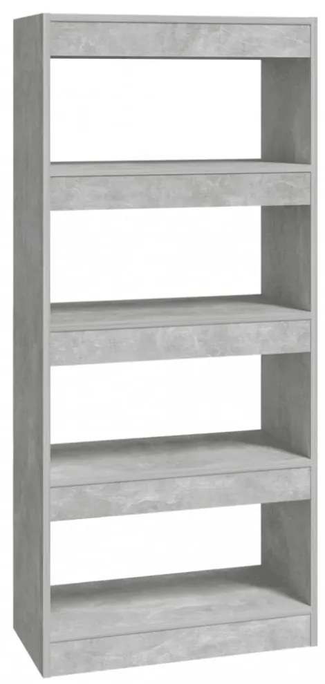 betonszürke szerelt fa könyvszekrény/térelválasztó 60x30x135 cm