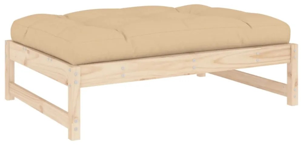 tömör fenyőfa kerti lábzsámoly párnával 120x80 cm