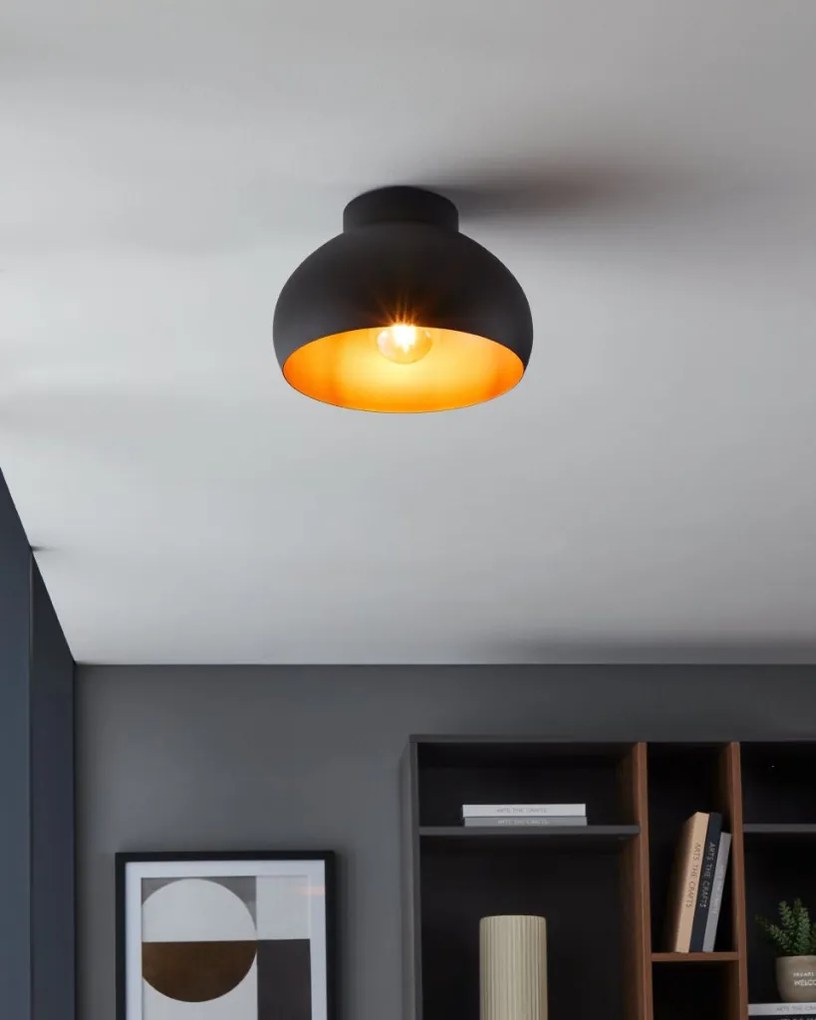 EGLO 900555 MOGANO 2 Loft Mennyezeti Lámpa Fekete, Réz E27 IP20
