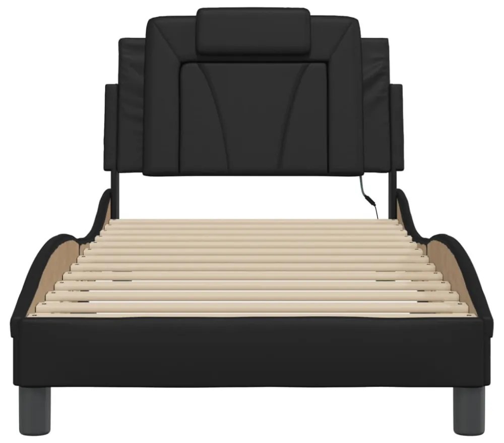 fekete ágykeret Viana LED-ekkel matrac nélkül 90x190 cm