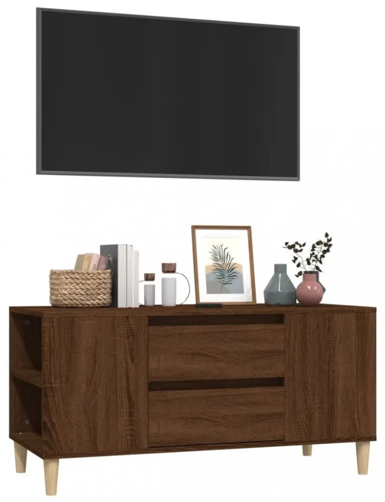 barna tölgy színű szerelt fa TV-szekrény 102x44,5x50 cm