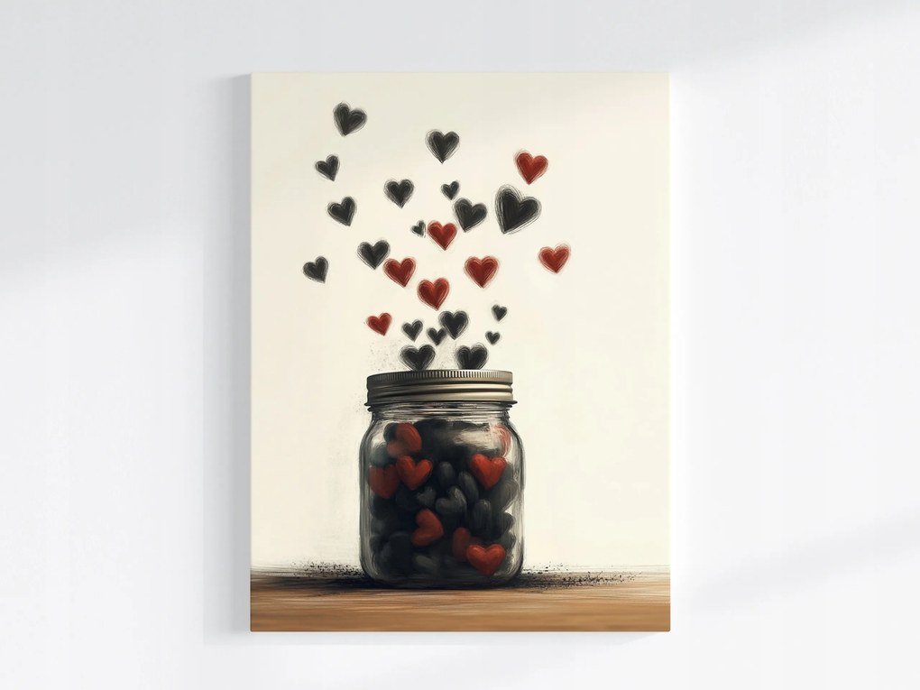 Vászonkép Canvas Grafika Befőttesüveg Szív Szerelem Érzés 60x80