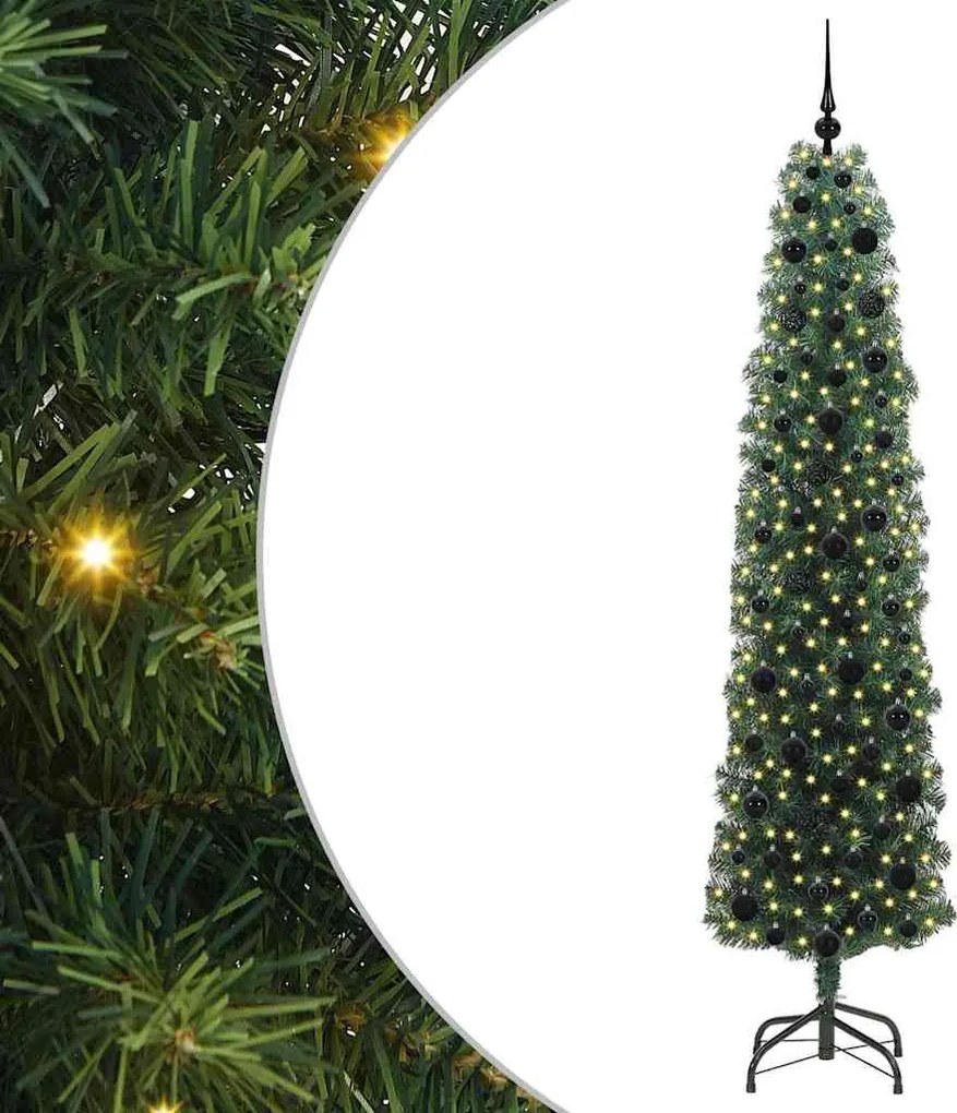 vidaXL Mű karácsonyfa 300 LED-del Zöld 210 cm PVC, acél és műanyag