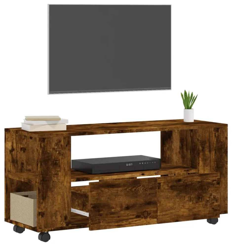 füstös tölgy színű szerelt fa TV-szekrény 102x34,5x43 cm