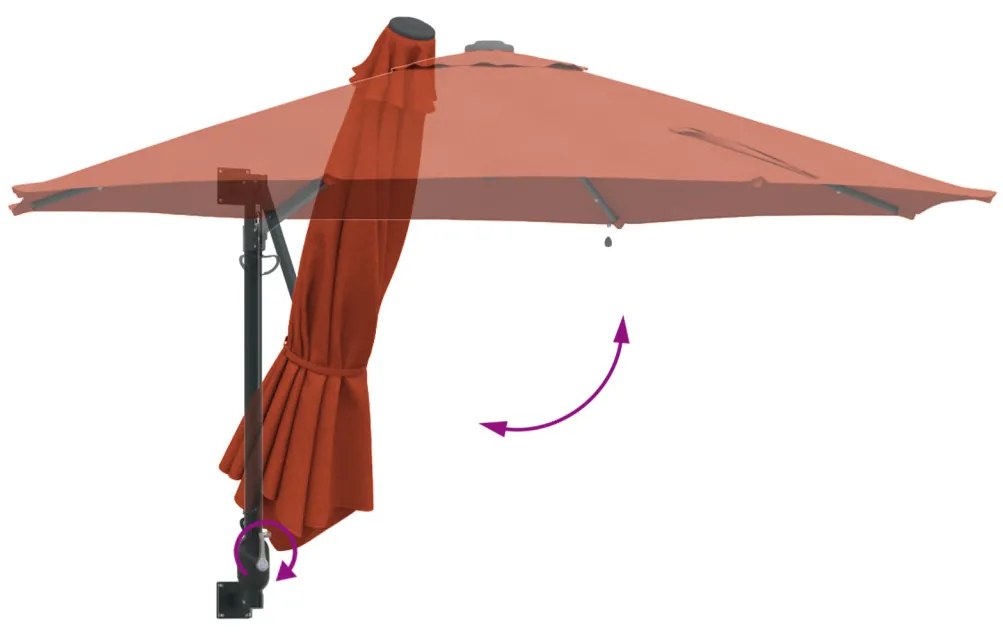 Falra Szerelhető Kert Napernyő LED-del Terrakotta 248 cm