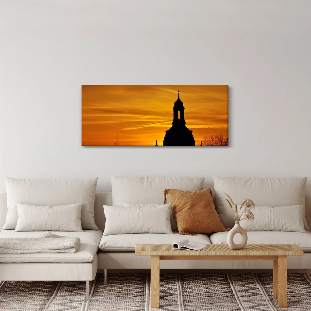 Templom a naplementében képe (120x50 cm)