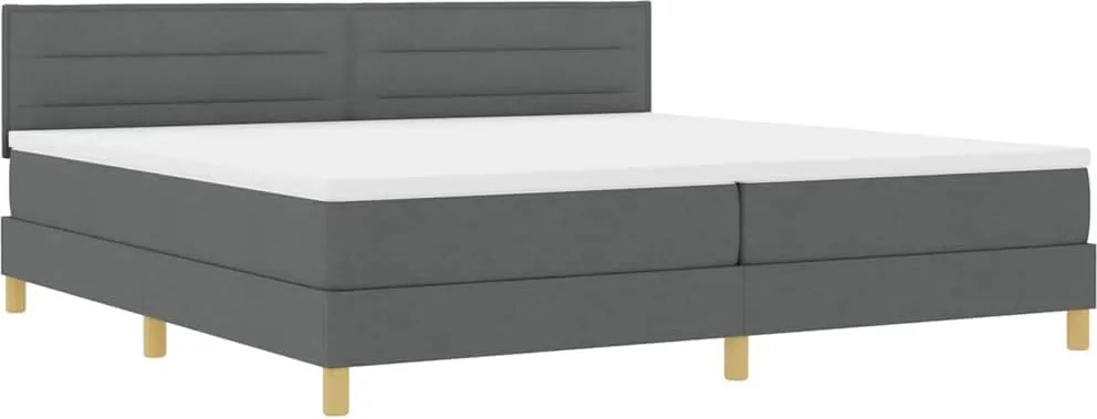 vidaXL LED Box Spring Ágy matracmal Sötétszürke 200 x 200 cm szövet
