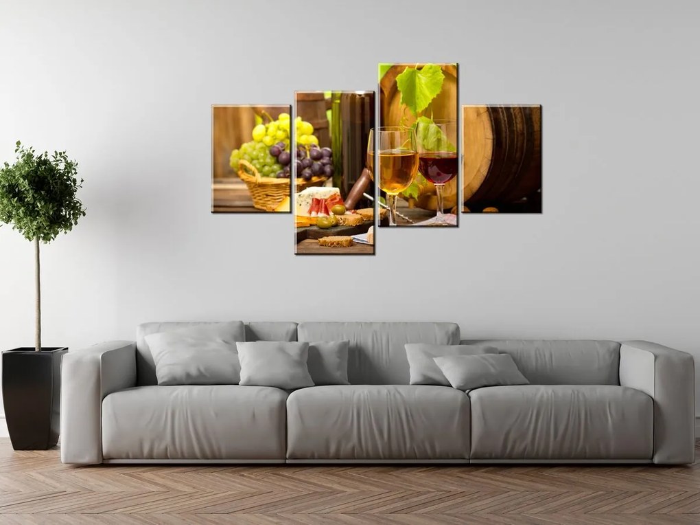 Gario Vászonkép Vörös és fehér bor - 4 részes Méret: 120 x 70 cm