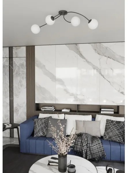 Felületre szerelhető csillár VIBRA 4xE14/10W/230V fekete/fehér