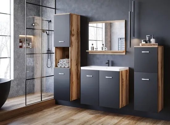 Aloma - Aranytölgy-fekete fürdőszoba szett