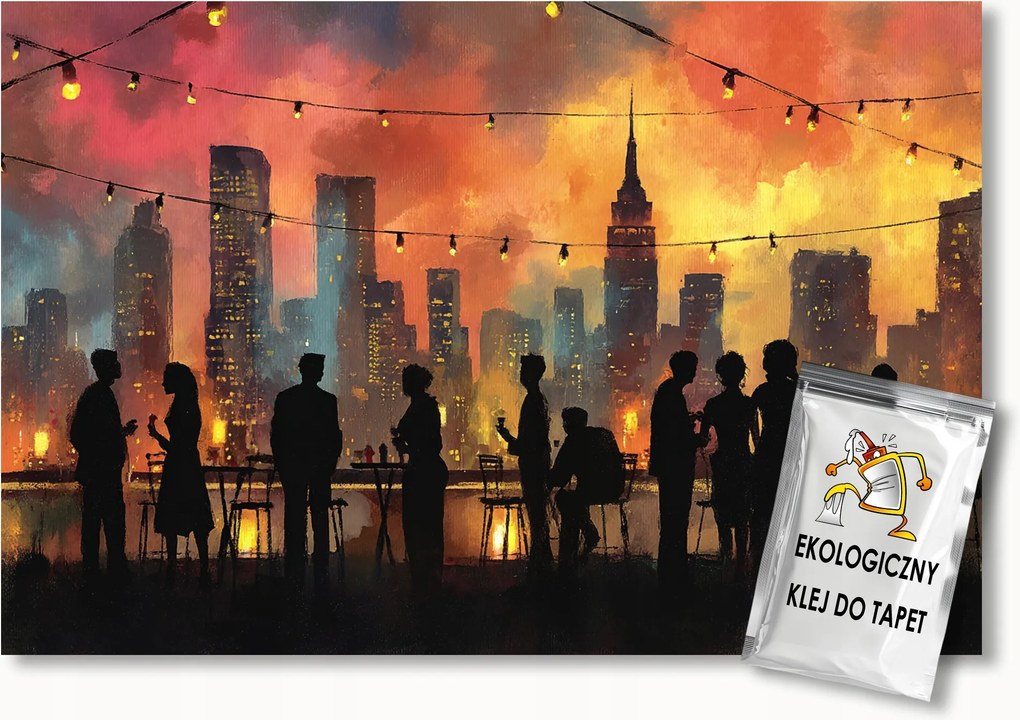 Fotótapéta Flizelina Város Panoráma Tető Emberek Találkozó 100x75 ragasztó