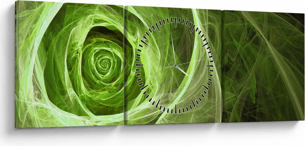 Kép - Absztrakt rózsa zöld (órával) (90x30 cm)