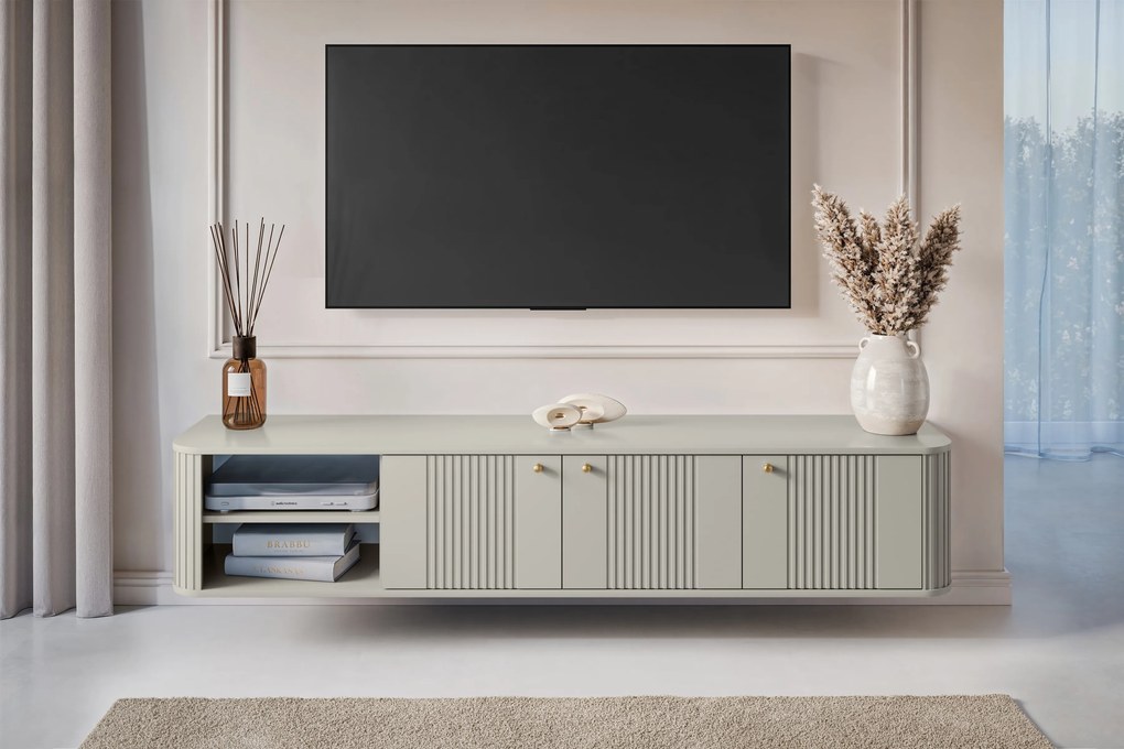 Vesper 3D függő TV-szekrény 187 cm - kasmír / arany fogantyúk