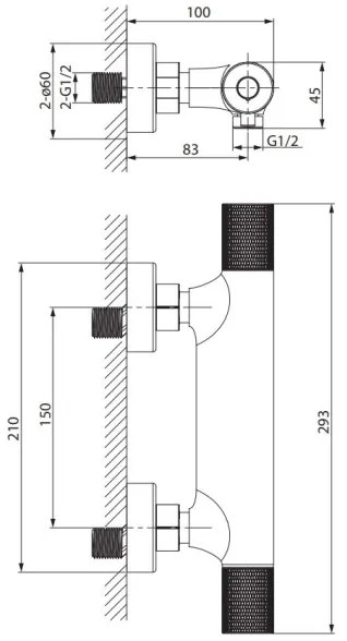 Cersanit S951-583 - Termosztatikus zuhanycsap ZEN fekete