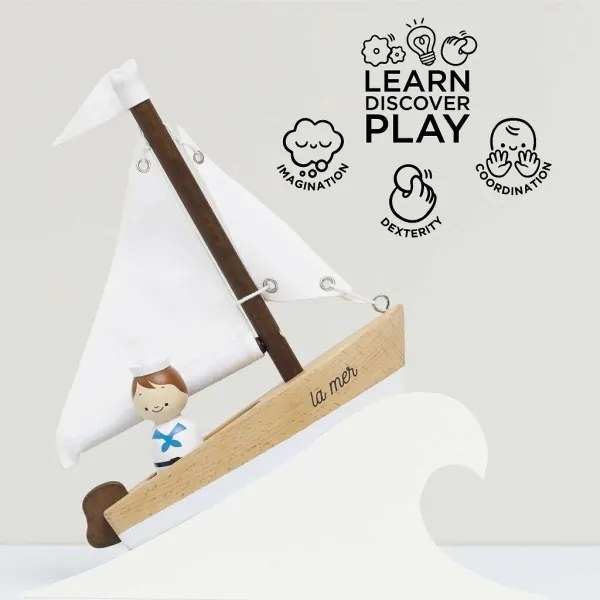 Le Toy Van - Fa vitorlás kapitánnyal bükkfa