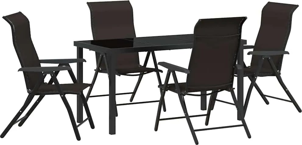 vidaXL Kert étkező szett 5 pcs Fekete Kávé Porszórt acél