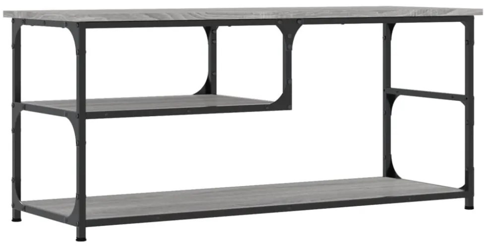 szürke sonoma színű szerelt fa és acél TV-szekrény 103x38x46,5
