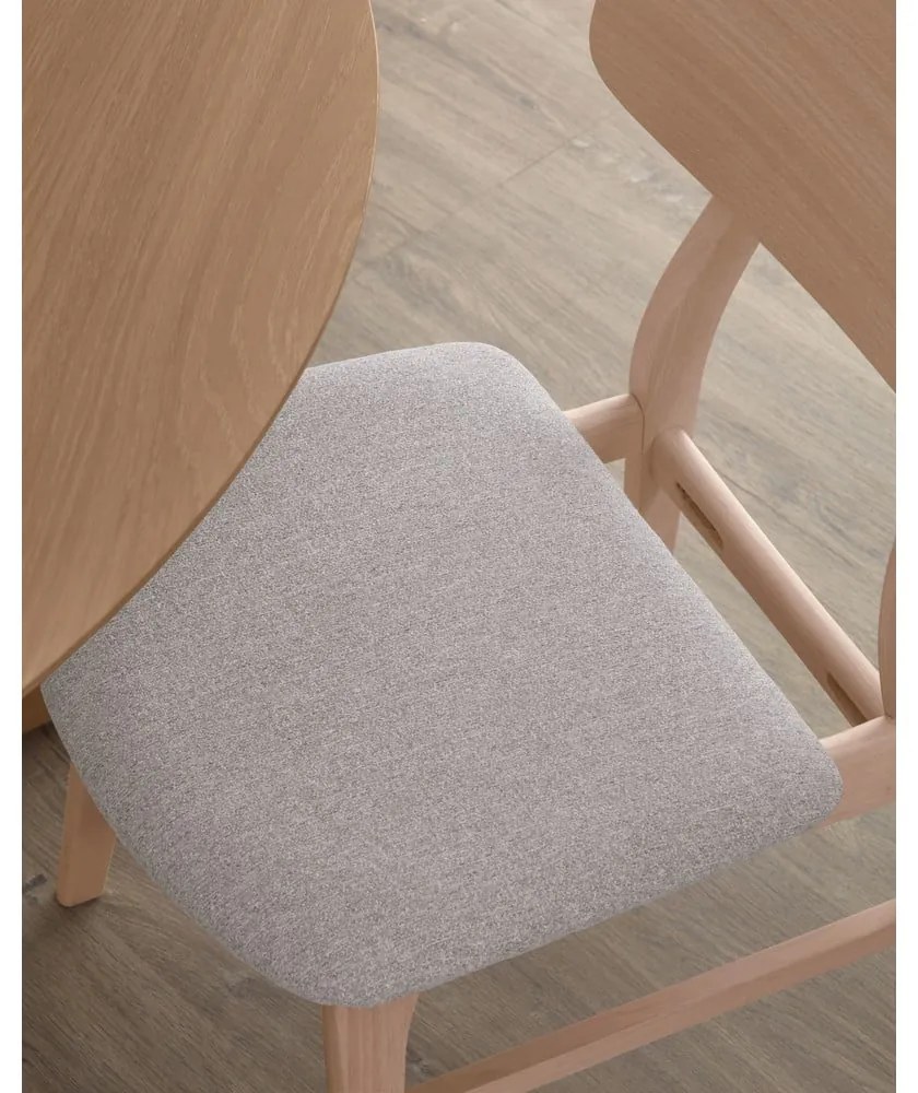 Bézs-natúr színű étkezőszék szett tölgyfa dekorral, 2 db-os Selia – Kave Home