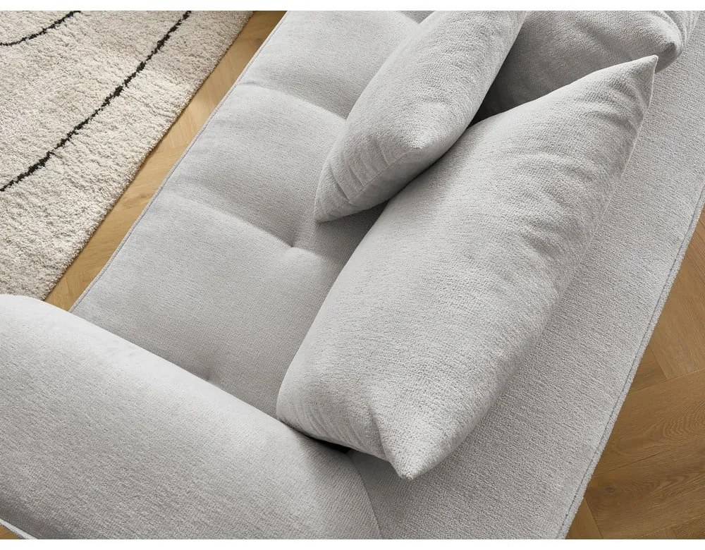 Világosszürke zsenília sarokkanapé (jobb oldali-L alakú) Whesley – Bobochic Paris