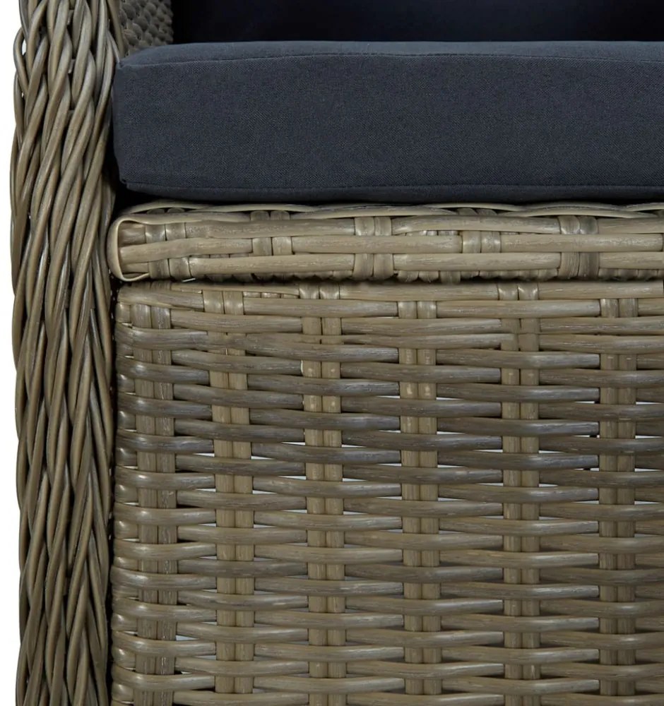 9 részes barna kültéri polyrattan étkezőszett párnákkal