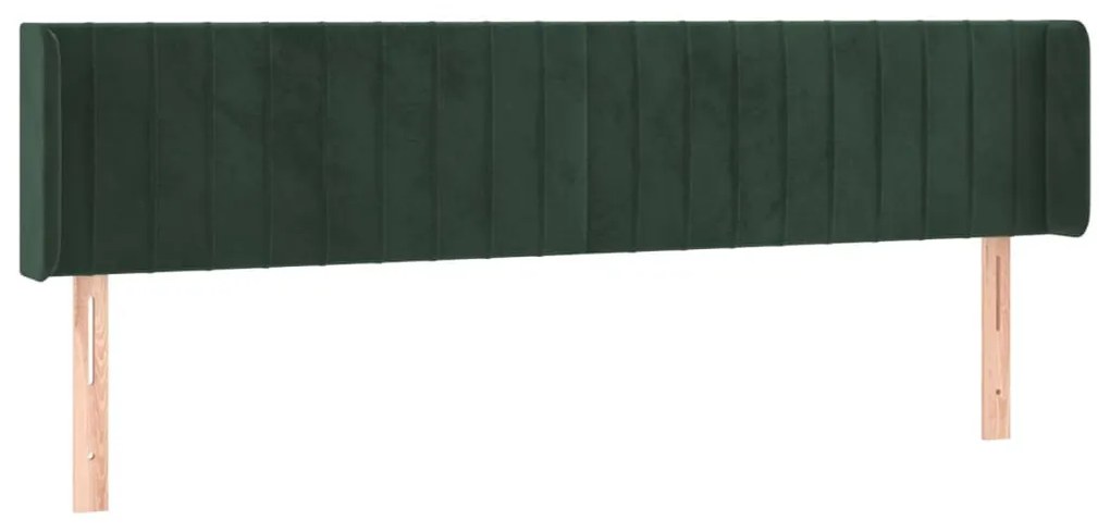 sötétzöld bársony szárnyas fejtámla 183x16x78/88 cm