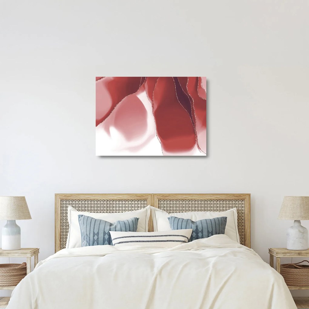 Üveg kép - Piros absztrakt virág N⁰3 (70x50 cm)