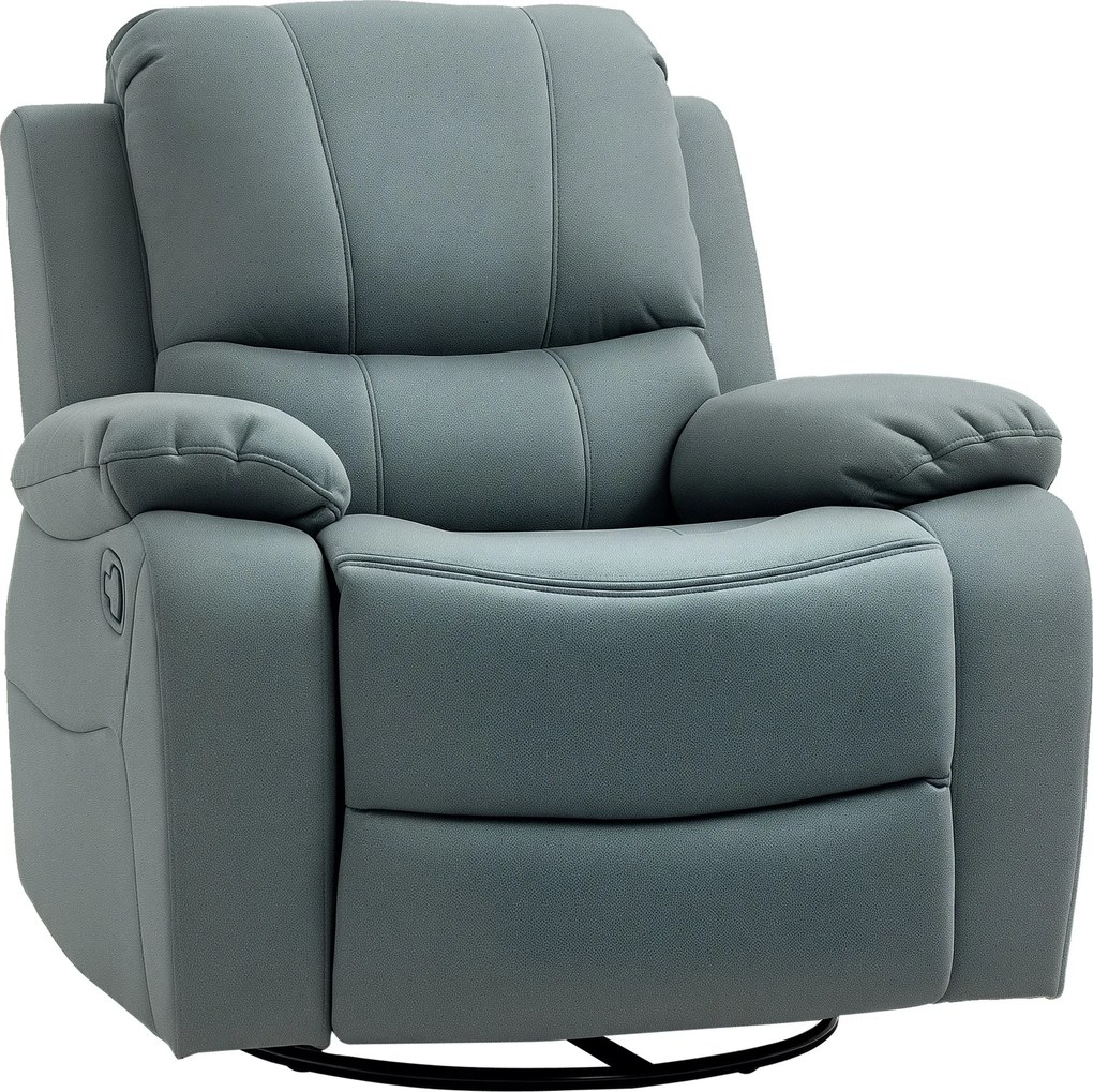 HOMCOM Recliner TV Fotel Fekvő Funkcióval, Lábpihentetővel, Forgatható TV Fotel Zsebspring Rendszerrel Nappaliba, Hálószobába, Zöld | Aosom