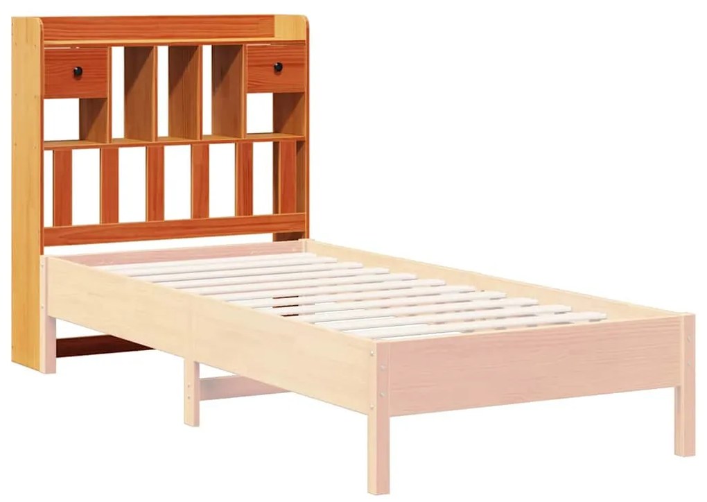 viaszbarna tömör fenyőfa fejtámla tárolóval 100 cm