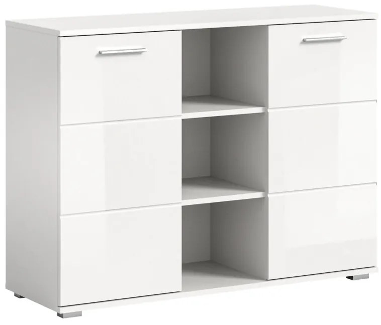 Prego 2 ajtós 3 polcos komód fehér