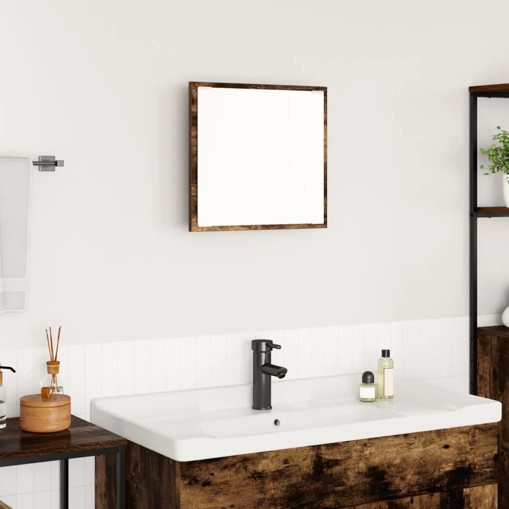 LED fürdőszobai tükör füstölt tölgy 40x8.5x37 cm műszaki fa