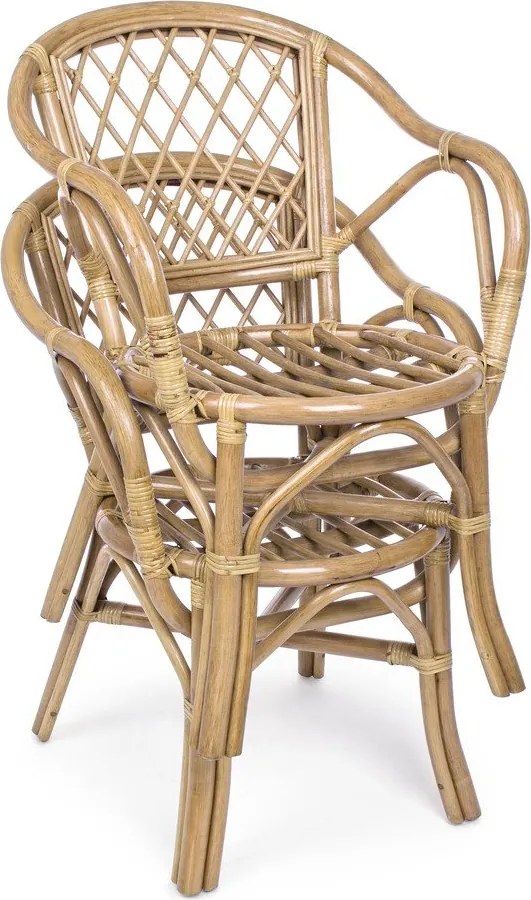 Natúr színű tömörfa-rattan kerti szék Athina – Bizzotto