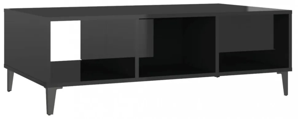 magasfényű fekete szerelt fa dohányzóasztal 103,5 x 60 x 35 cm