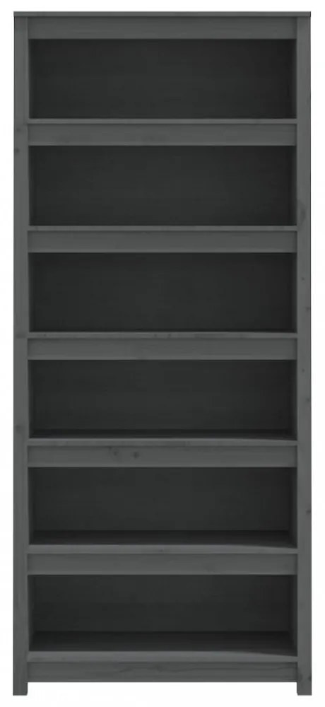 szürke tömör fenyőfa könyvszekrény 80x35x183 cm