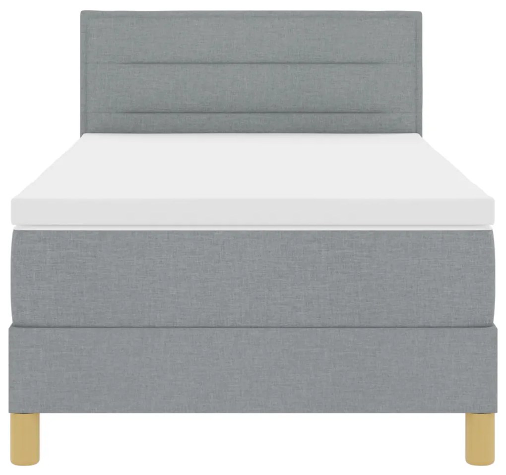 Box Spring ágy matraccal és LED világítással, világosszürke, 100x200 cm, szövet
