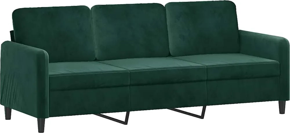 vidaXL 3 személyes sötétszöld bársony kanapé 180 cm