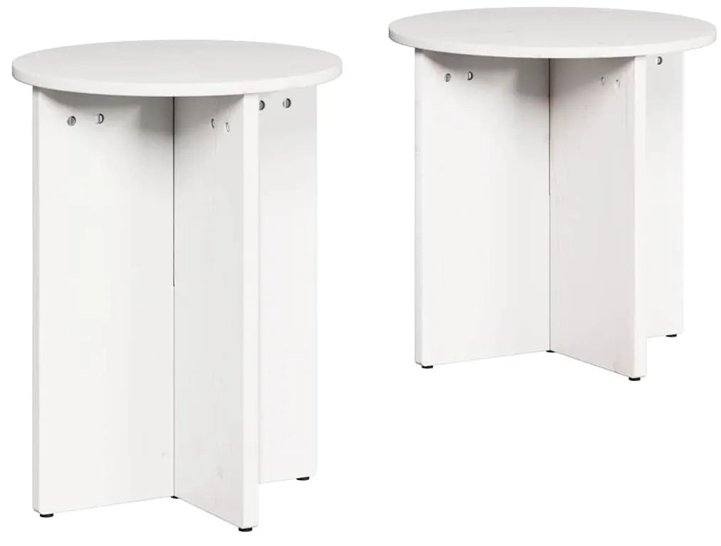 Dohányzóasztal 2 pcs Fehér 41.5 x 41.5 x 41 cm Tömör fenyőfa