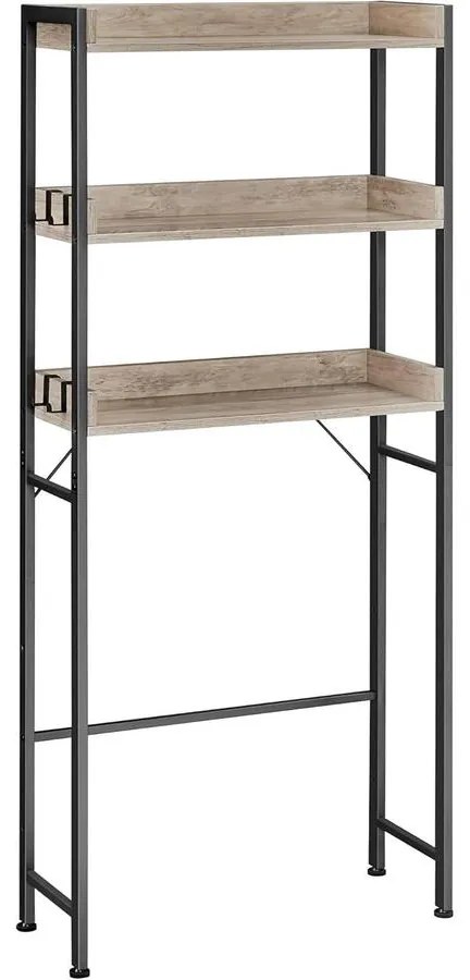 3 Szintes WC/mosógép fölé helyezhető polc szürkés-bézs és fekete színben