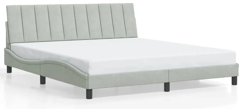 világosszürke bársony ágykeret LED-ekkel matrac nélkül Hanko 180 x 200 cm