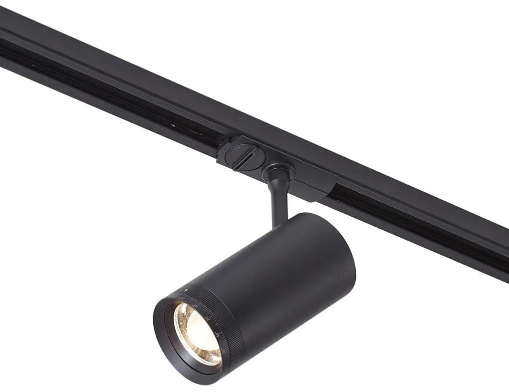 Modern fekete spotlámpa 1 fázisú sínrendszerhez, LED-del, forgatható és dönthető - Iconic Zoom