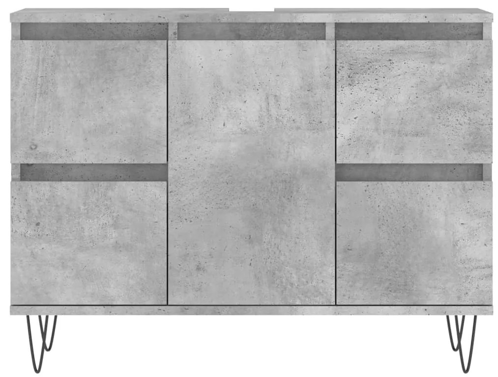 Betonszürke szerelt fa fürdőszobaszekrény 80 x 33 x 60 cm