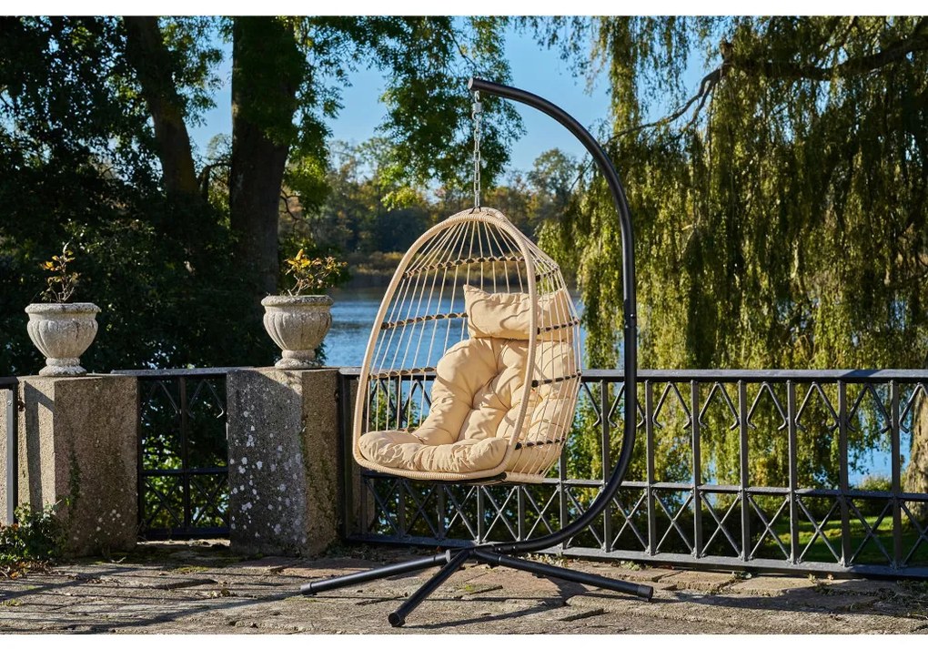 Patras függőfotel, bézs, fekete