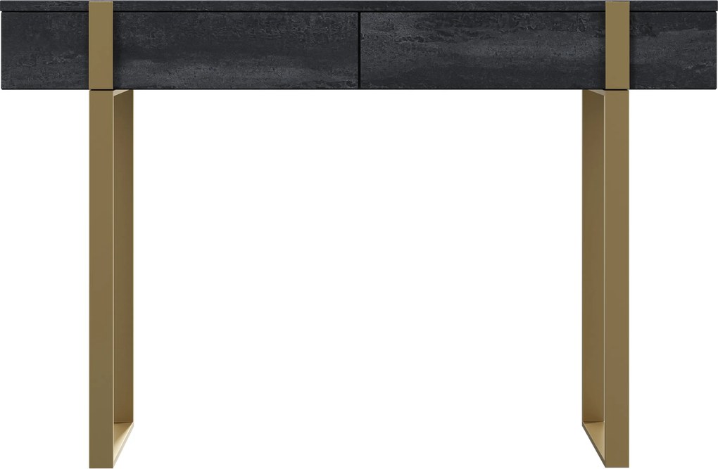 Verica modern konzolasztal / fésülködőasztal 120 cm fém lábakkal - fekete beton / arany lábak