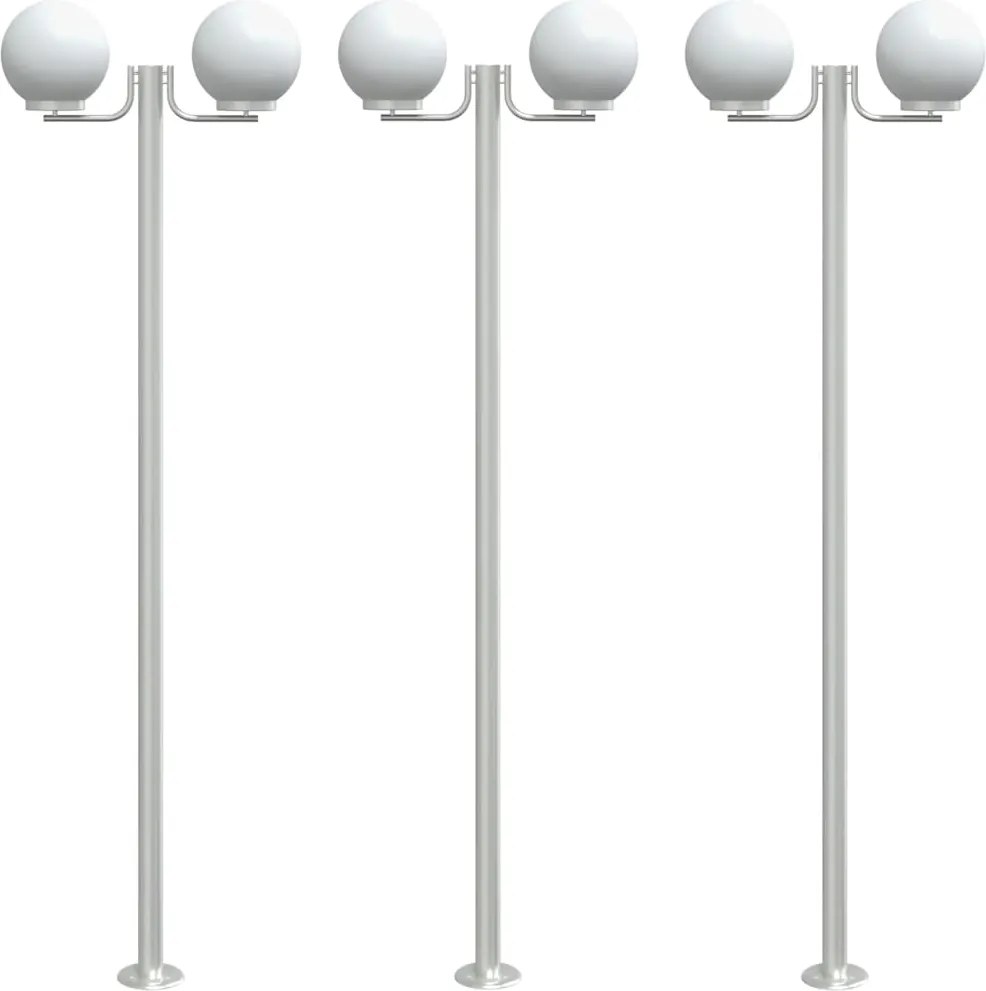 vidaXL 3 db ezüstszínű rozsdamentes acél kültéri állólámpa 215 cm