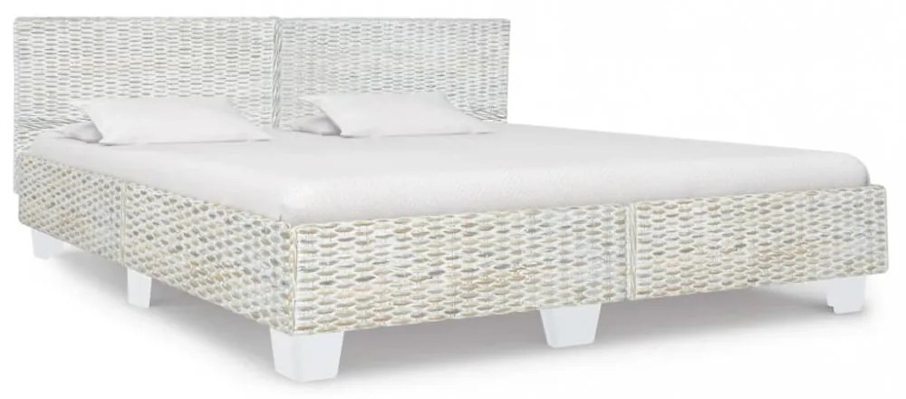 szürke természetes rattan ágykeret 180 x 200 cm