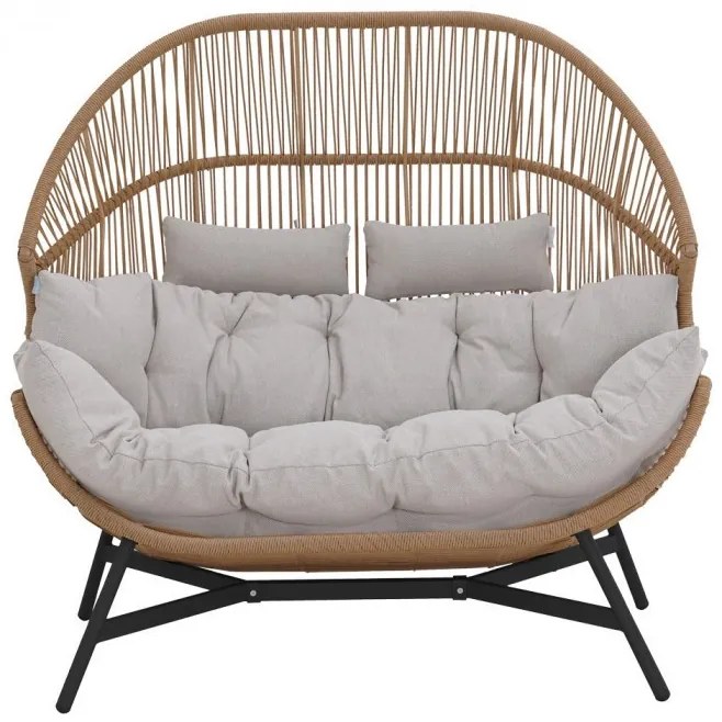 HOLAND rattan dupla kosárfotel bézs