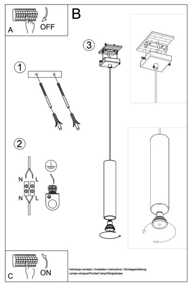 Sollux SL.0323 - Csillár zsinóron LAGOS 1 1xGU10/10W/230V fehér