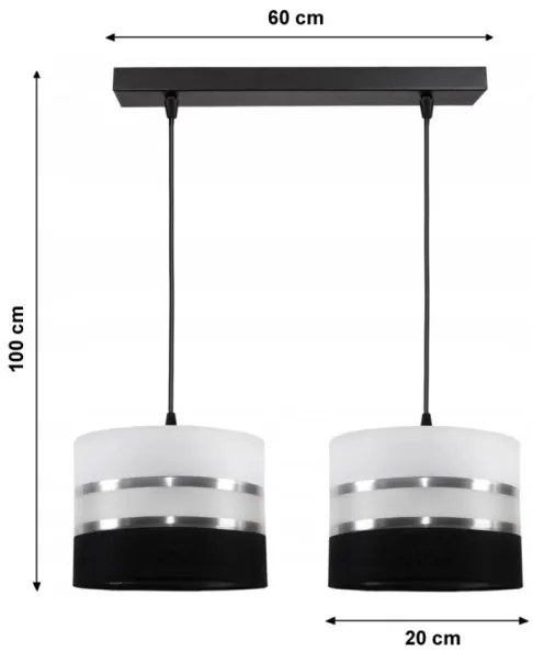 Csillár zsinóron CORAL 2xE27/60W/230V fekete-fehér
